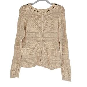 Moth Anthropologie Womens Sz L Beige Linen Blend Beachy Fairy Preppy Sweater